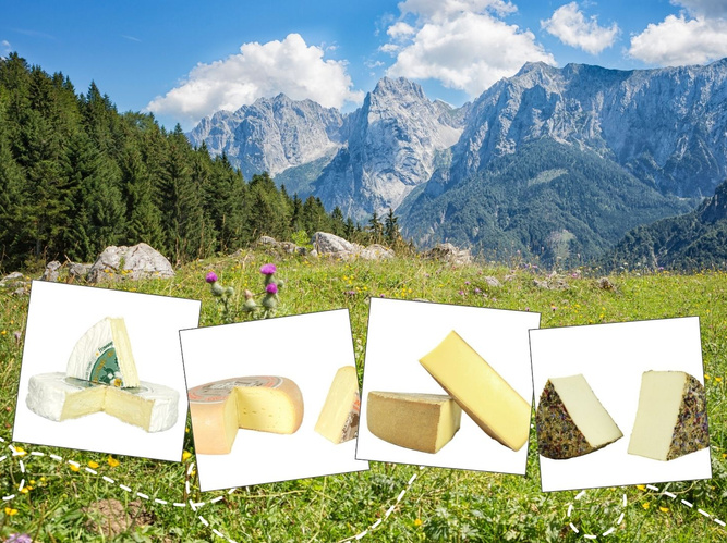Naturpark Wilder Kaiser, davor Bilder von 4 Käse