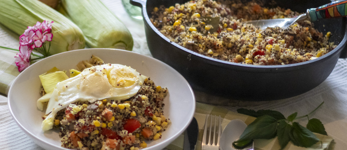 F:\Öko-pcg neu\Rezepte\Rezepte 2023\KW33 Schichtpfanne mit Quinoa und Mais