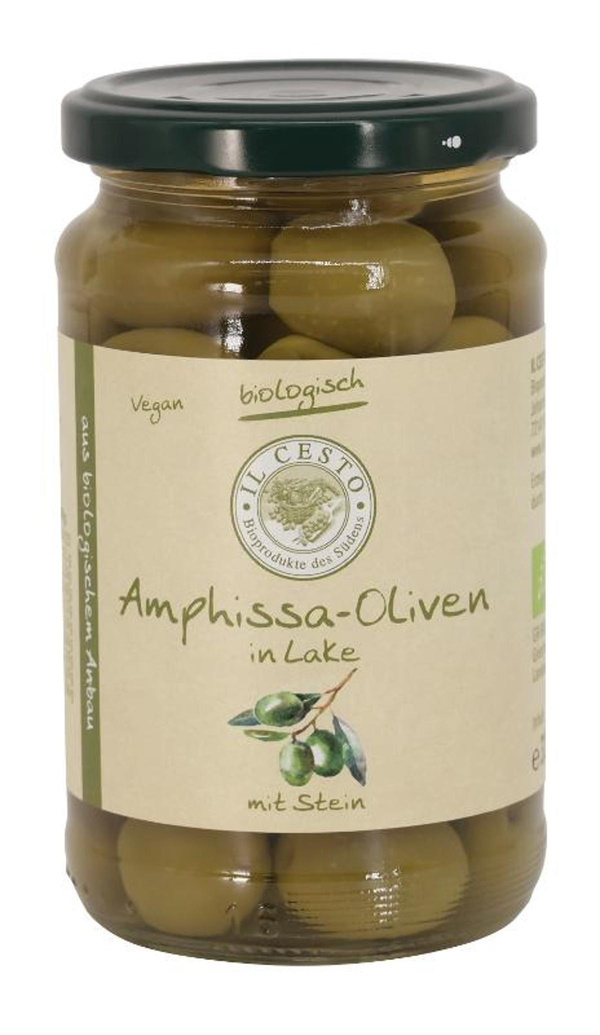 Produktfoto zu Grüne Oliven natur mit Stein 320g