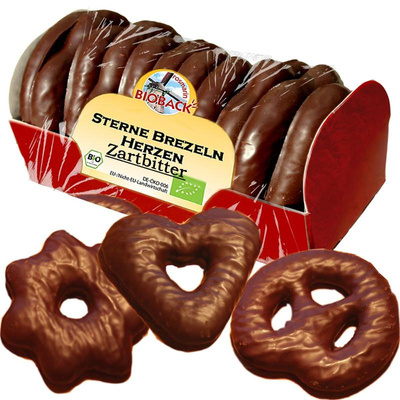 Produktfoto zu Lebkuchen Zartbitter Sterne Brezen Herzen 175g