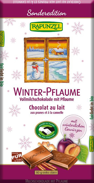 Produktfoto zu Vollmilch Schokolade Winter-Pflaume