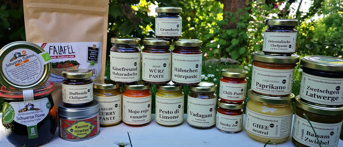 Auswahl an gläsern der genussmanufaktur