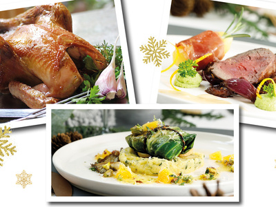 Collage mit festlichen Gerichten