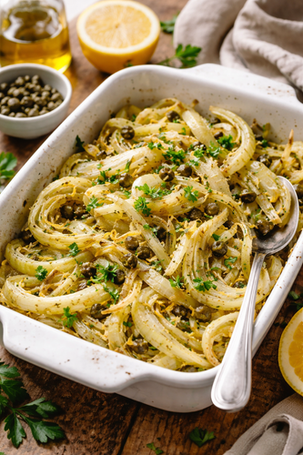 Rezeptbild für Gerösteter Fenchel mit Zitrone und Kapern