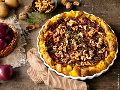 Kartoffelkuchen mit Balsamico-Zwiebeln