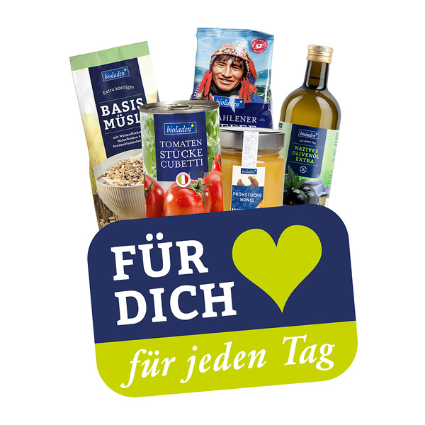 Button Für dich, für jeden Tag mit Produkten