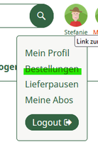 Screenshot Profil Bestellungen