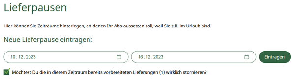 Screenshot Profilverwaltung Lieferpausen