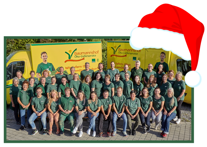 Teambild mit Nikolausmütze