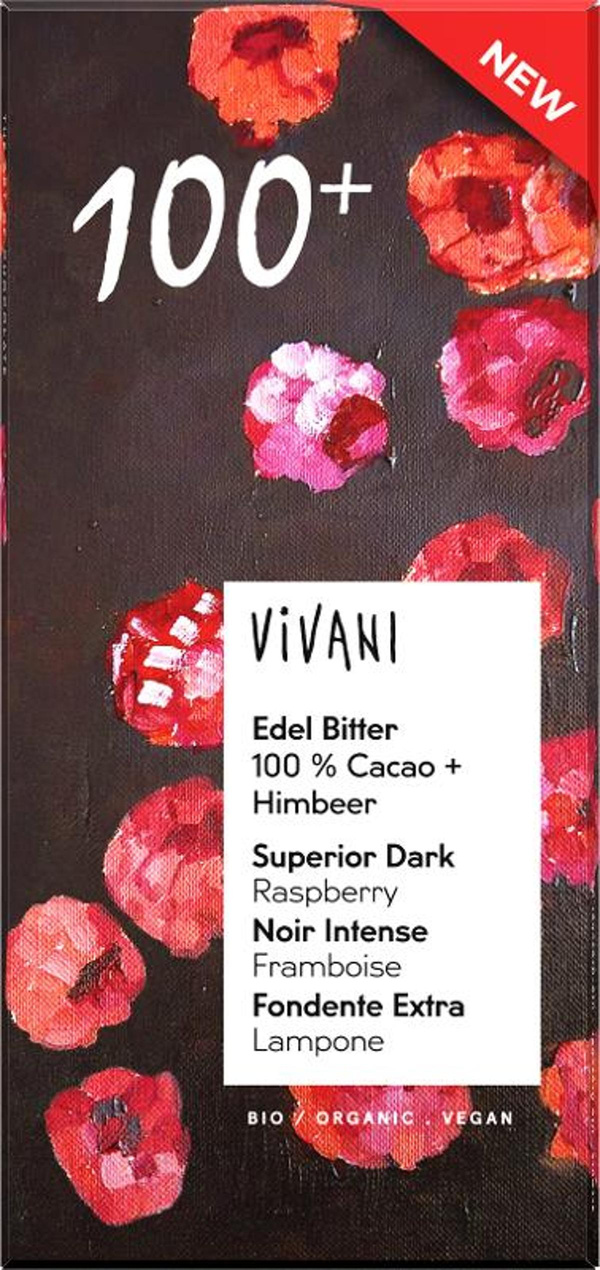Produktfoto zu Schokolade Edel Bitter 100% Cacao + Himbeere