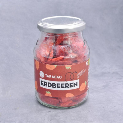Produktfoto zu Erdbeerscheiben gefriergetrocknet, 35g im Pfandglas