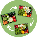 Icon Drei Ökokisten mit Pfeilen