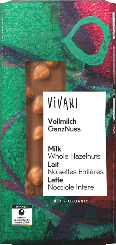 Produktfoto zu Vollmilchschokolade ganze Nüsse