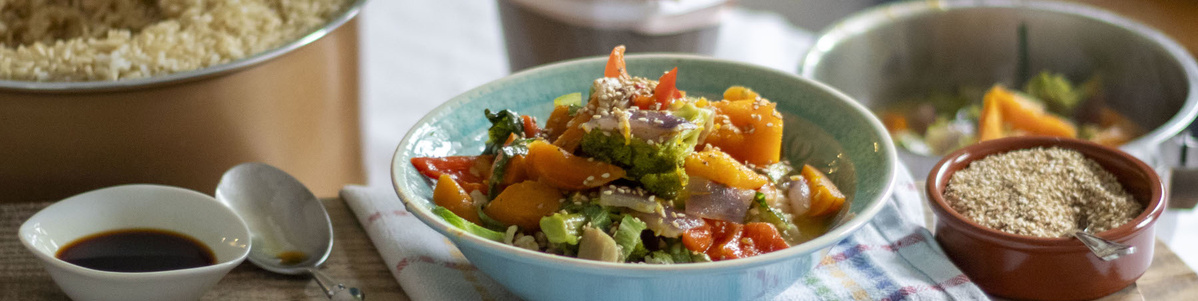 Kokos-Zitronengras-Curry mit Reis