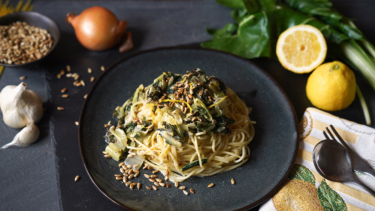 Mangold Pasta mit Zitrone 