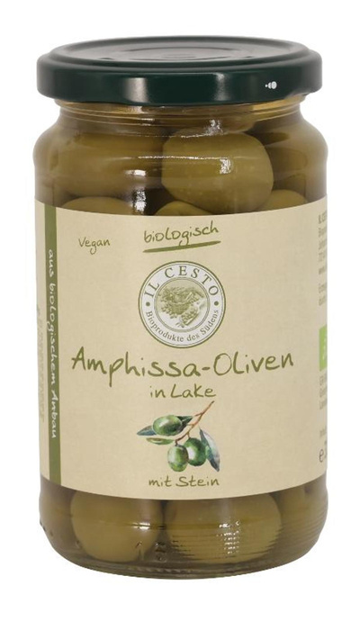 Produktfoto zu Grüne Oliven natur mit Stein 320g