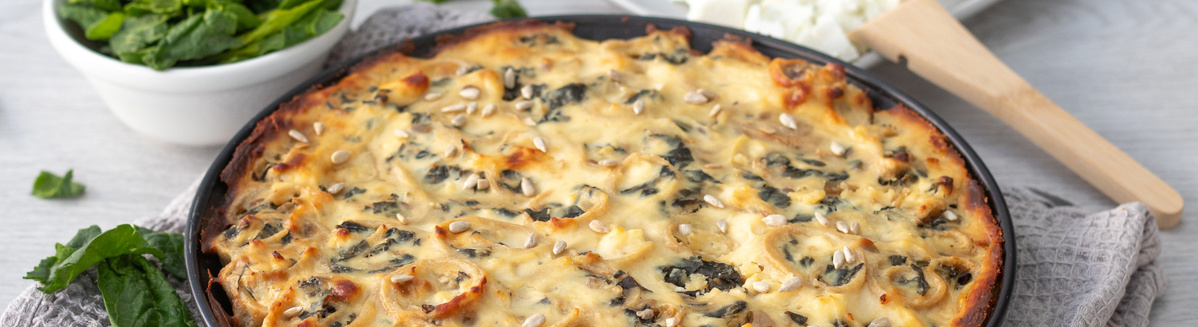 Spinat-Pfannkuchen-Auflauf mit Parmesan-Haube