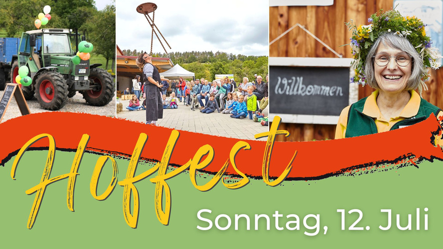 KI generiert: Ein Hoffest mit Feierlichkeiten am Sonntag, 12. Juli.