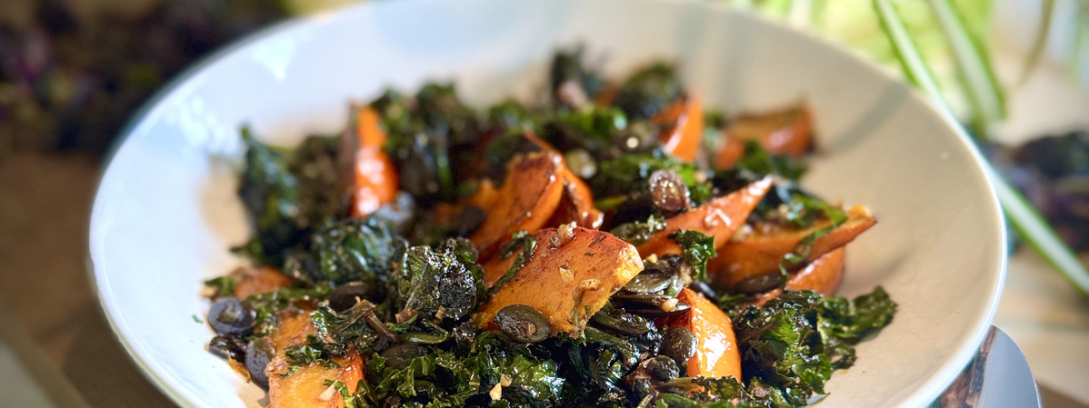 Flower Sprout Kürbis Knoblauch Pfanne