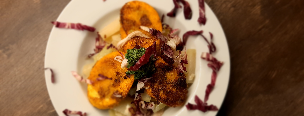 Kohlrabi mit panierten Zucchini