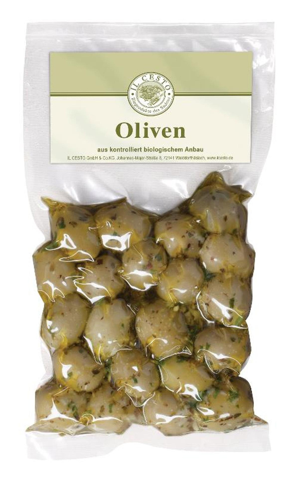 Produktfoto zu Griech. Oliven grün o. Stein 175g