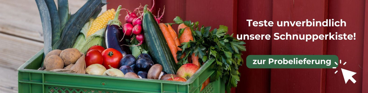 Obst und Gemüsebox vor Haustür