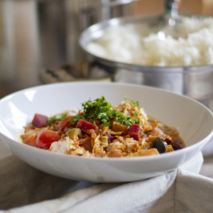 Gemüsecurry mit Reis im September