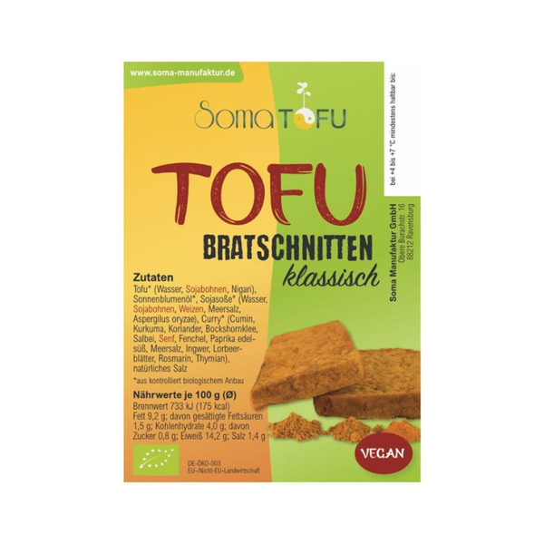 Produktfoto zu Bratschnitte Klassisch, Tofu, ca. 220g Somatofu