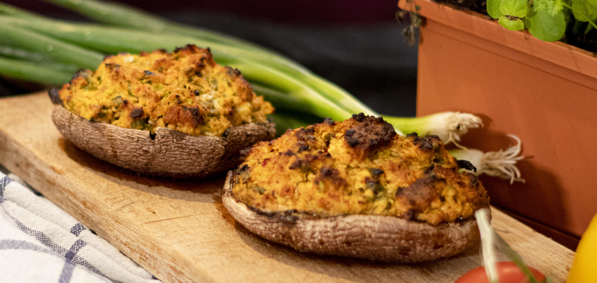 Gefüllte Portobello Pilze