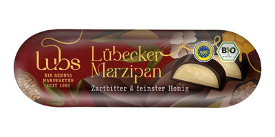 Produktfoto zu Marzipanbrot (Honig) Zartbitterschokolade 50g