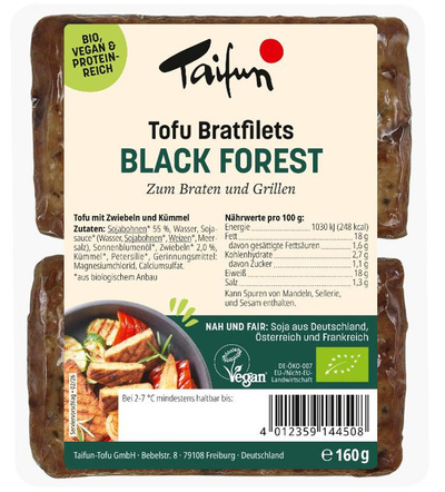 Produktfoto zu Tofu Bratfilets Black Forest Taifun 160g