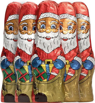 Produktfoto zu 5 kleine Schoko Weihnachtsmänner in Staniol
