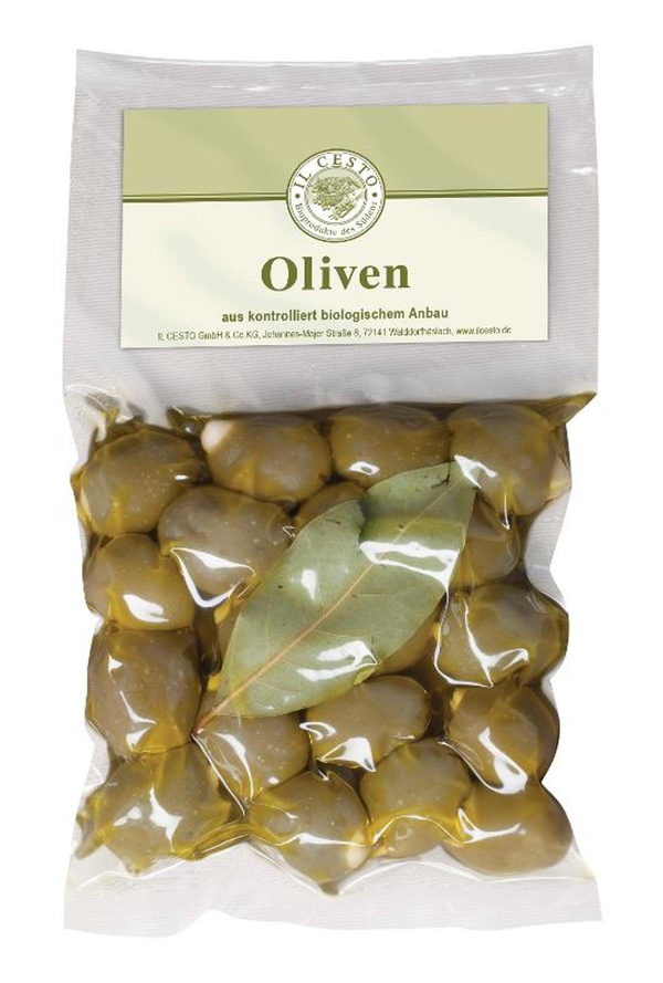 Produktfoto zu Griech. Oliven grün mit Mandeln gefüllt 175g