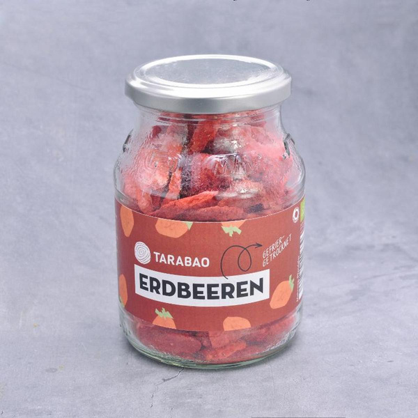 Produktfoto zu Erdbeerscheiben gefriergetrocknet, 35g im Pfandglas