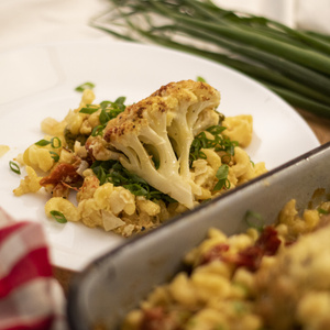 Blumenkohlbraten mit Hörnchen