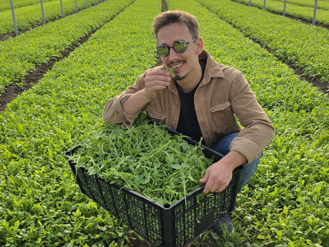 David Baumann beim Erzeugerbesuch in Italien beim Betrieb Cavalier Mellone.