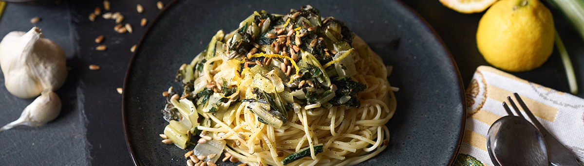 Mangold Pasta mit Zitrone 