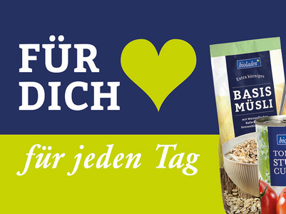 Müsli und Tomaten mit Schriftzug Für dich für jeden Tag