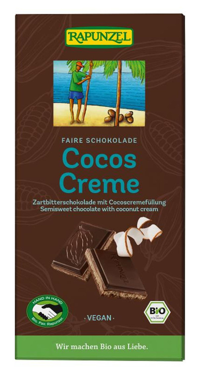 Produktfoto zu Cocos Creme Zartbitter Schokolade gefüllt HAND IN HAND 100g