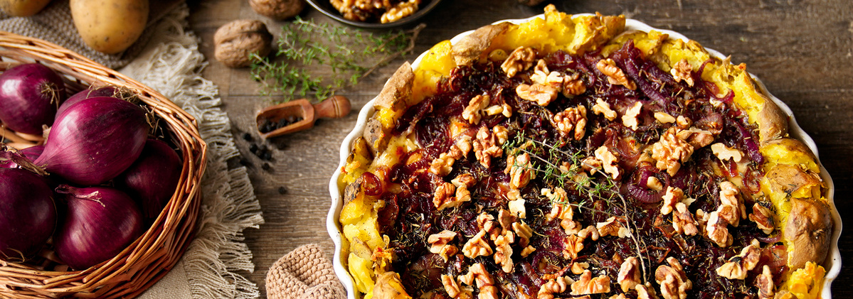Kartoffelkuchen mit Balsamico-Zwiebeln