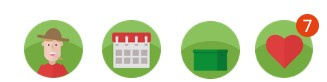 Icons rechts oben auf der Webseite