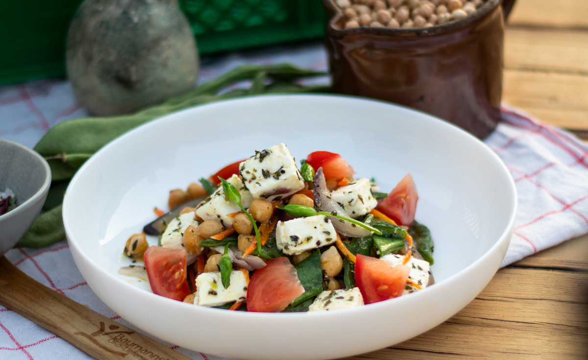 Bohne Feta und Kichererbse