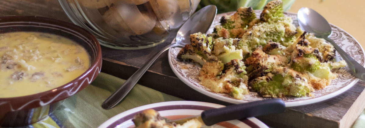 Gorgonzola Blumenkohl mit Knusperromaneso