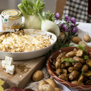 Honig Feta Fenchel mit Drillingen