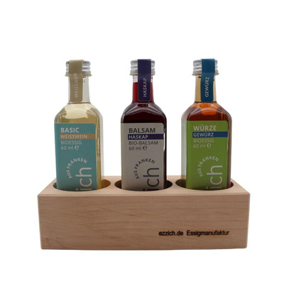 Produktfoto zu Essig Geschenkbox Holz 3er