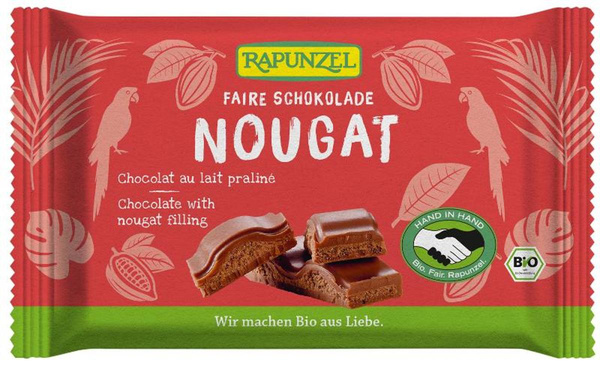 Produktfoto zu Nougat Schokolade Hand in Hand 100g